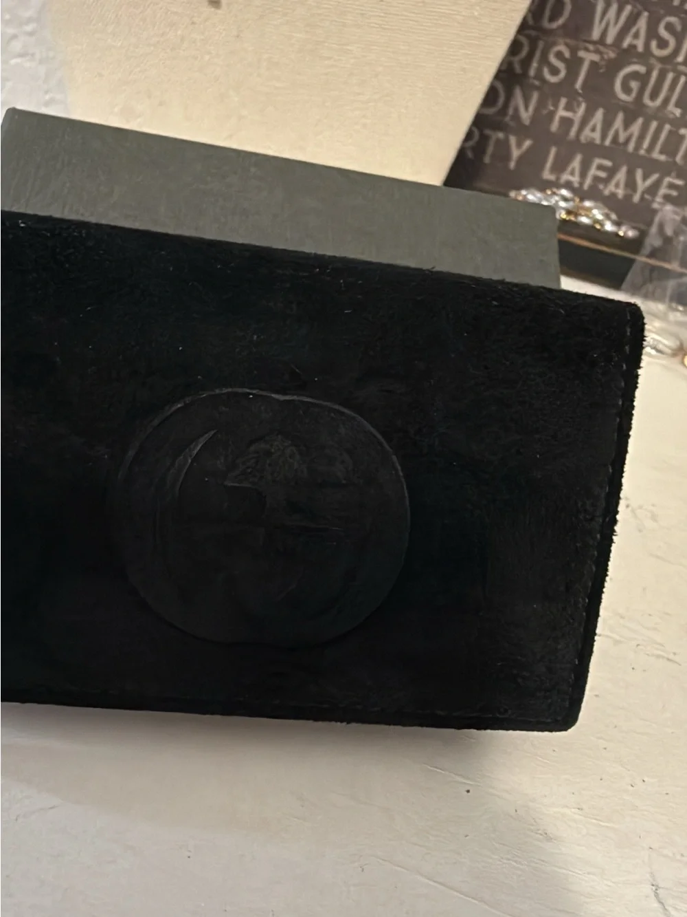Vintage GUCCI black suede Key holder in box authenticity certification